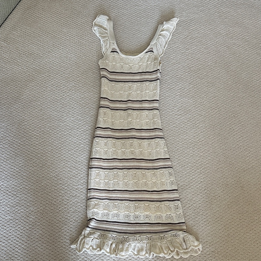 Freshman Cream and Brown Striped Mini Dress